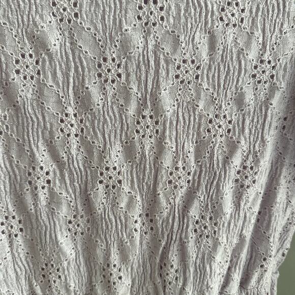 Zara Girls Eyelet Puff Sleeve Dress Lilac Purple Size 11-12 Tiered Cotton - Picture 4 of 7